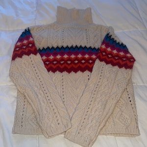 NWT RAG & BONE Cream Multi Willow Fairisle T Neck Size S